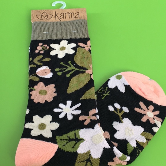 KARMA SOCKS gardener flower plant leaf print NEW